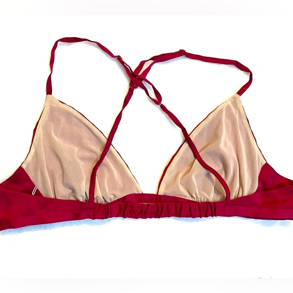 Lunya Stretch Stripe Silk Bra Bralette Raspberry Pink Large - Picture 8 of 9